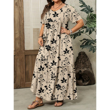 S 37341 Vintage Floral Crew Dress �����黨Բ������ȹ�羳