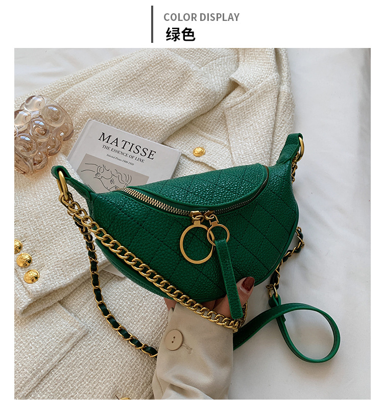 Fashion Chest Bag Small Bag Female 2021 New Rhombus Dumpling Chain Shoulder Bag display picture 4