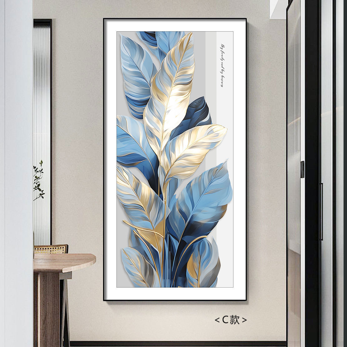 Pintado decorativo de entrada Pasillo minimalista moderno Pasillo vertical Sala de estar frente a la puerta Pintado grande al final del pasillo Pintura colgante de cuero