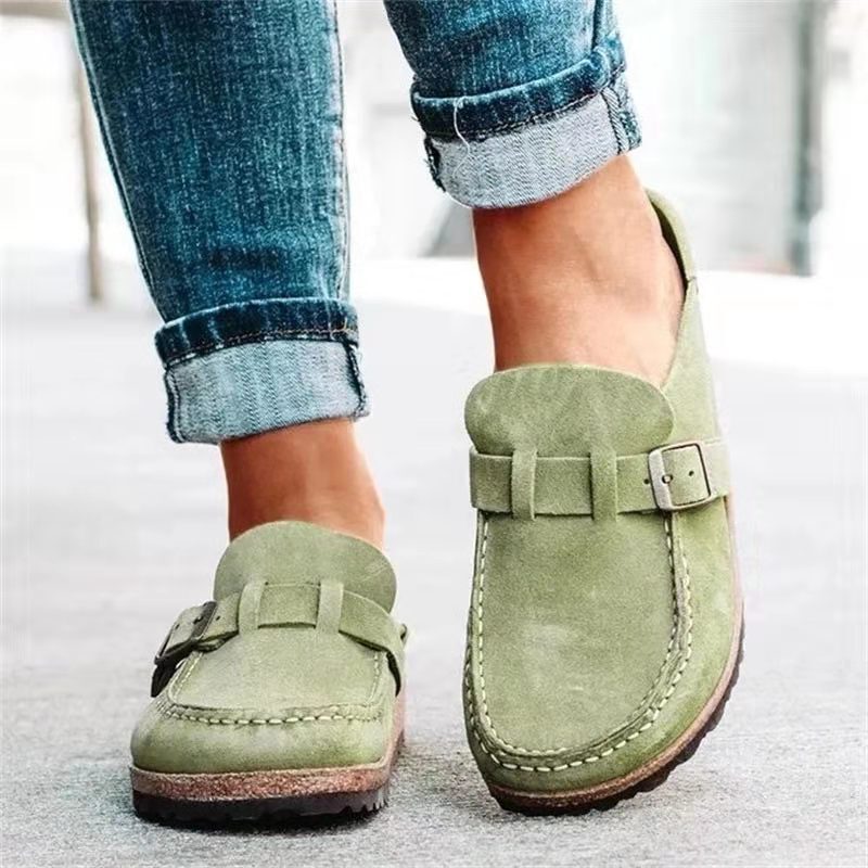 Amazon Independent Site Round Toe Low Heel Casual Women's Half Slippers Foreign Trade Large Size Sandals Women's Shoes Cross-Border Ready Stock