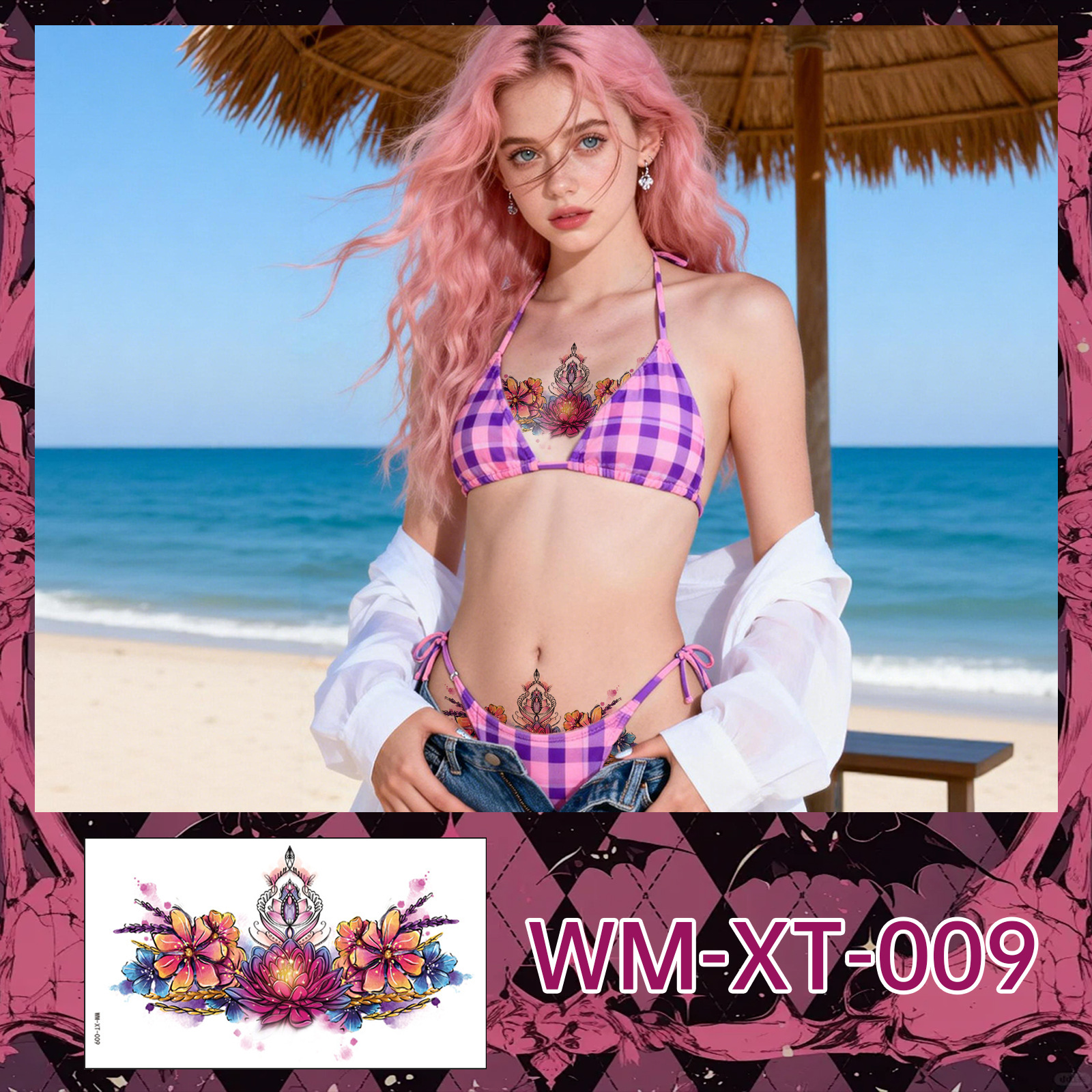 Tatouage clavicule poitrine WM-XT-09 / 138*240mm