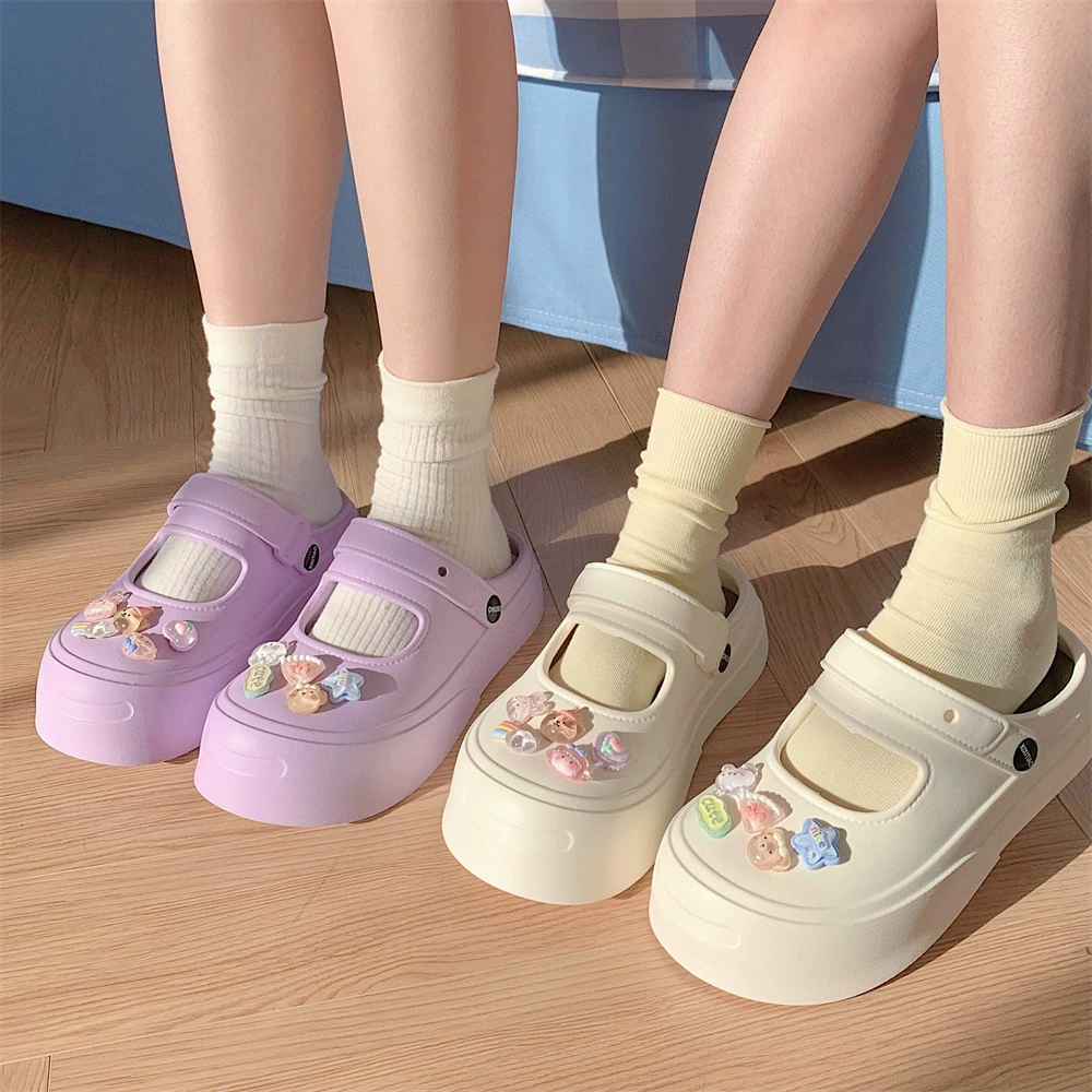 Летняя модная верхняя одежда из ЭВА, пляжные сандалии и тапочки, уродливые милые белые туфли с большой головой, однослойная обувь на толстой подошве с ощущением туфель для женщин