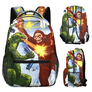 2024 New Cross-border Cartoon Godzilla Godzilla Ultra-light Full-print Schoolbag Backpack for Primary and Secondary School Students
