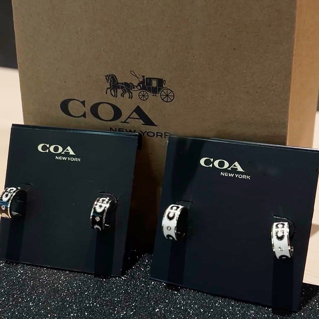 COA寇家不掉色滴胶珐琅耳钉C标志满钻耳环系列时尚个性百搭气质
