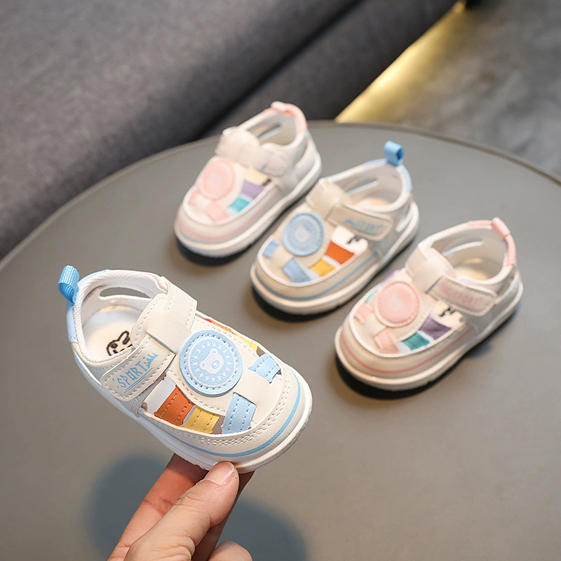 Летняя детская обувь для раннего возраста для мужчин и женщин девочек, нескользящие сандалии для отдыха, 2023, корейский стиль, 0-2 года, мягкая подошва