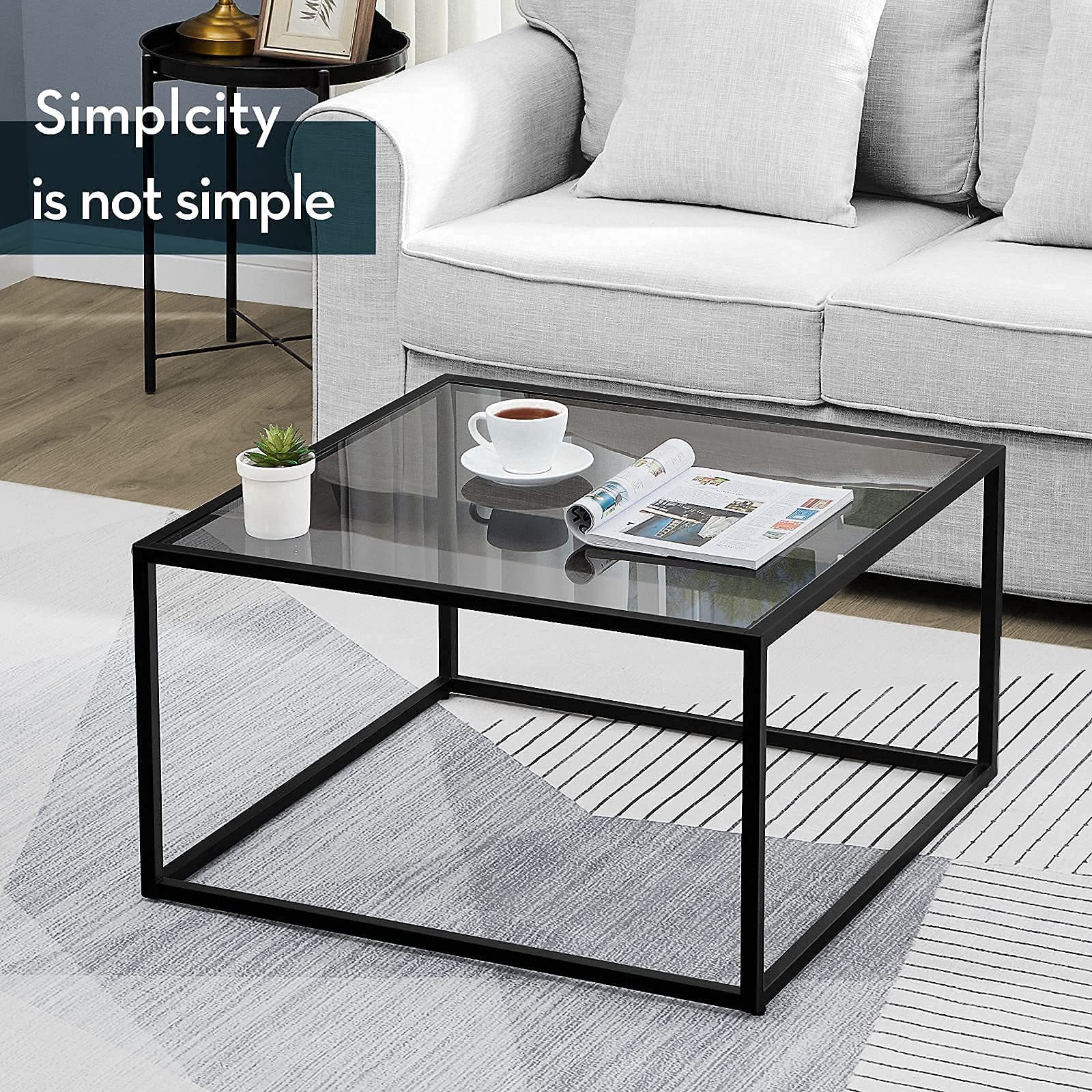 Mesa de té de lujo ligera sala de estar alta mesa de café sensacional minimalista mesa de té de vidrio temperado mesa de café