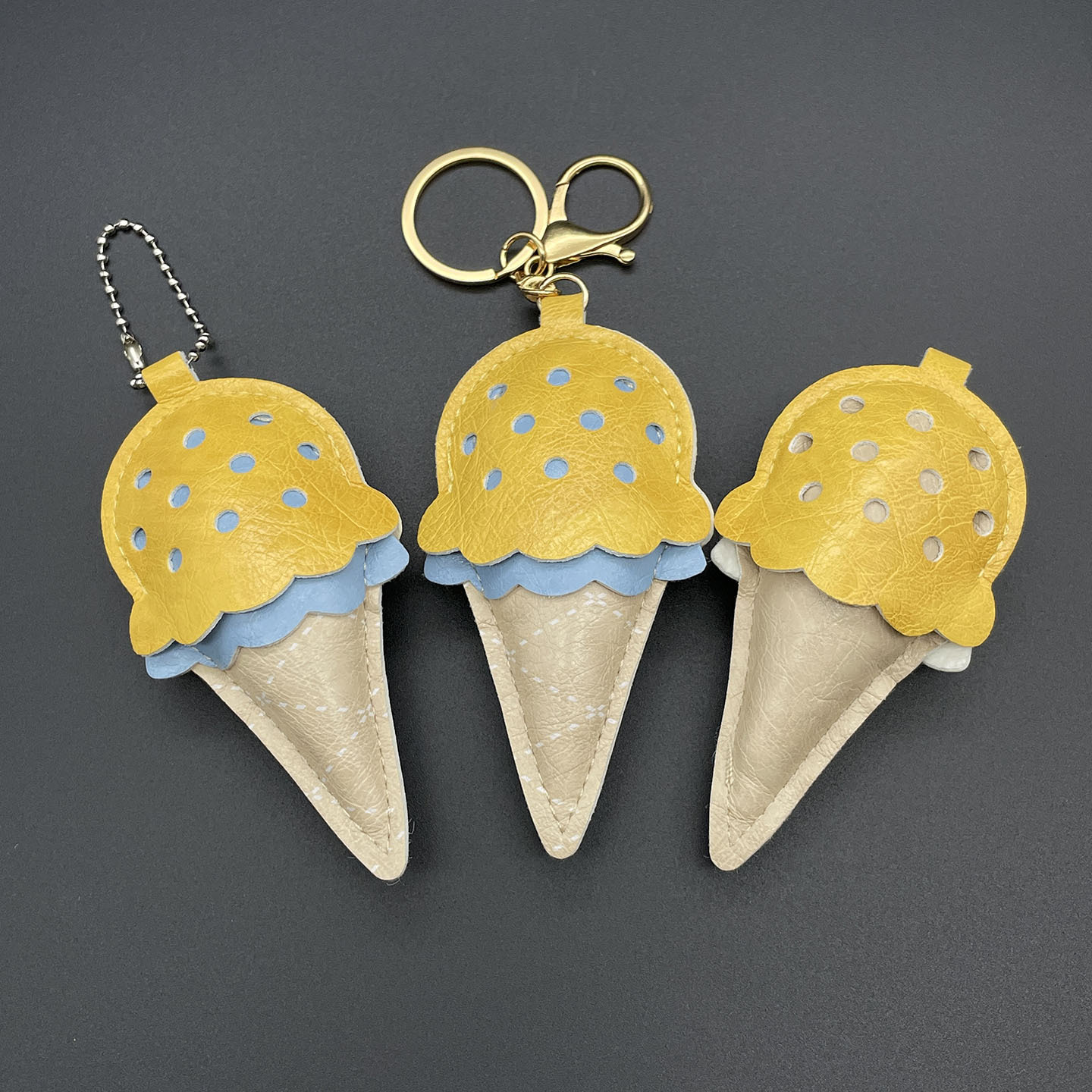 Hermoso helado bolso de cuero colgante llavero helado barril adornos adornos colgantes de llaves de automóvil estuche de teléfono image 7
