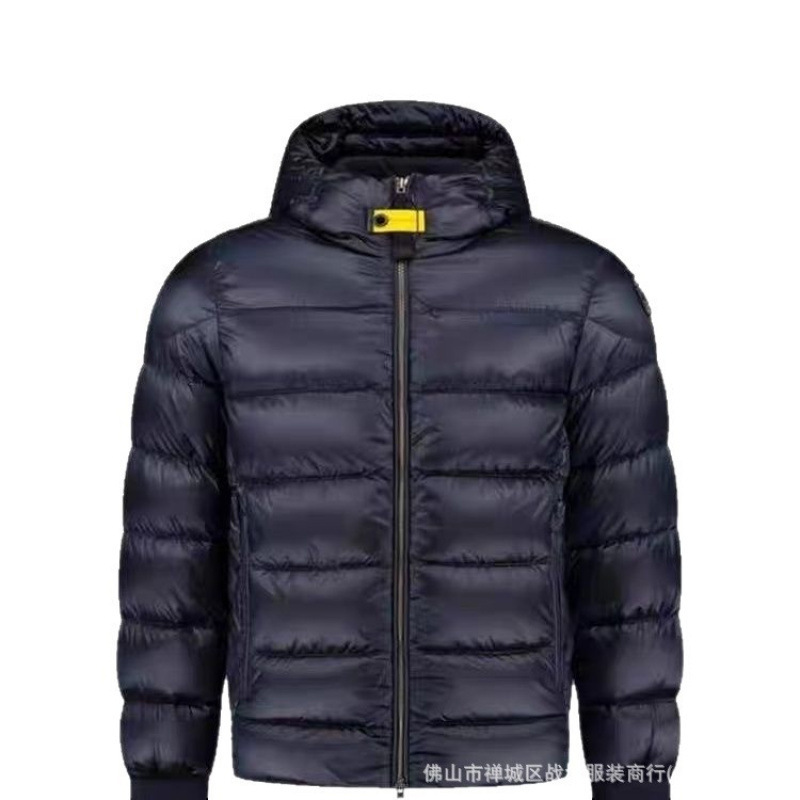 Cross-border high-end skydiving men's trendy quilted down jacket with hood, zipper, and thick white duck down filling