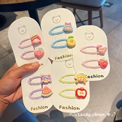 かわいいインガール夏の新鮮なフルーツ布クリップセットは髪を傷つけませんbbクリップ甘い漫画学生の髪の毛