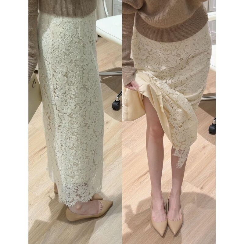 Super Stylish Solid Color A-Line Skirt for Women, Spring/Summer/Winter 2026 New Model, Hollow-Out Niche Design, Bodycon Long Skirt