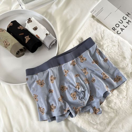 C343 cute bear cute print 60 pieces plain pull frame breathable skin-friendly refreshing close-fitting men's boxer briefs