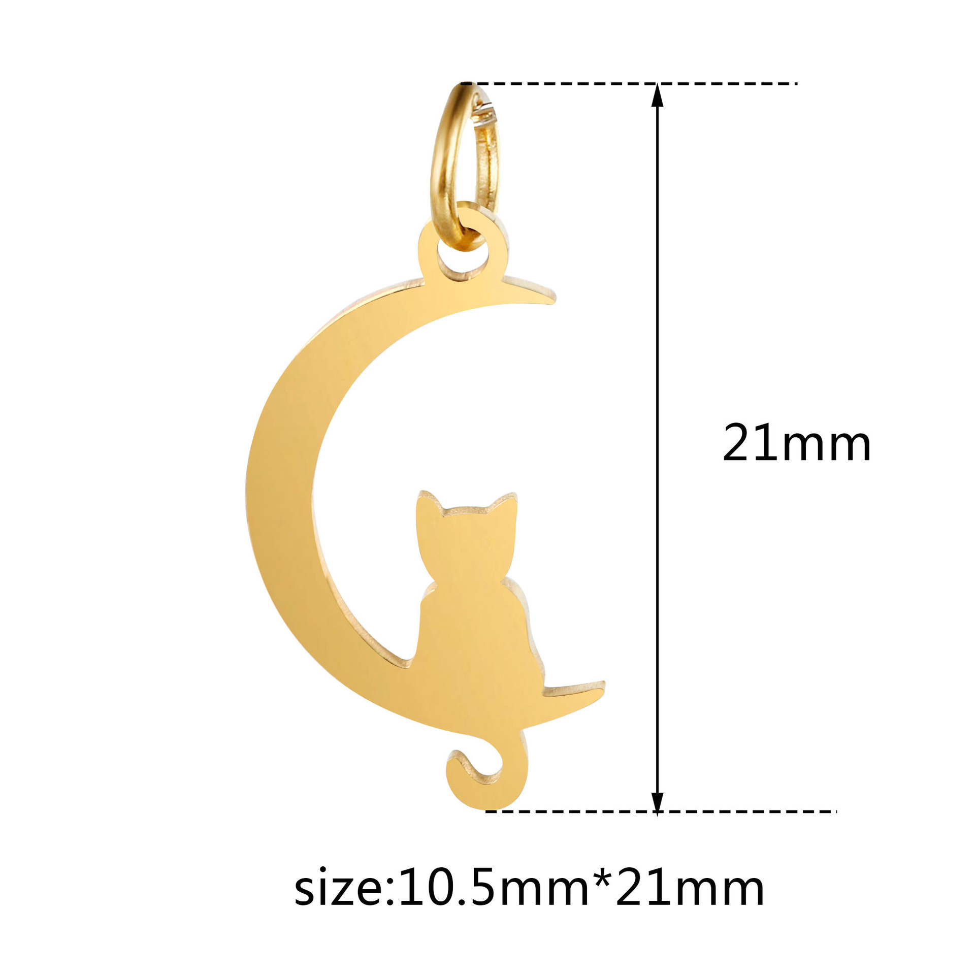 DOOYIO 5 teile/los Edelstahl Pet Halsband Mond Katze Spiegel Poliert Anhänger DIY Machen Halskette Gold-überzogene Zubehör – Detail 3