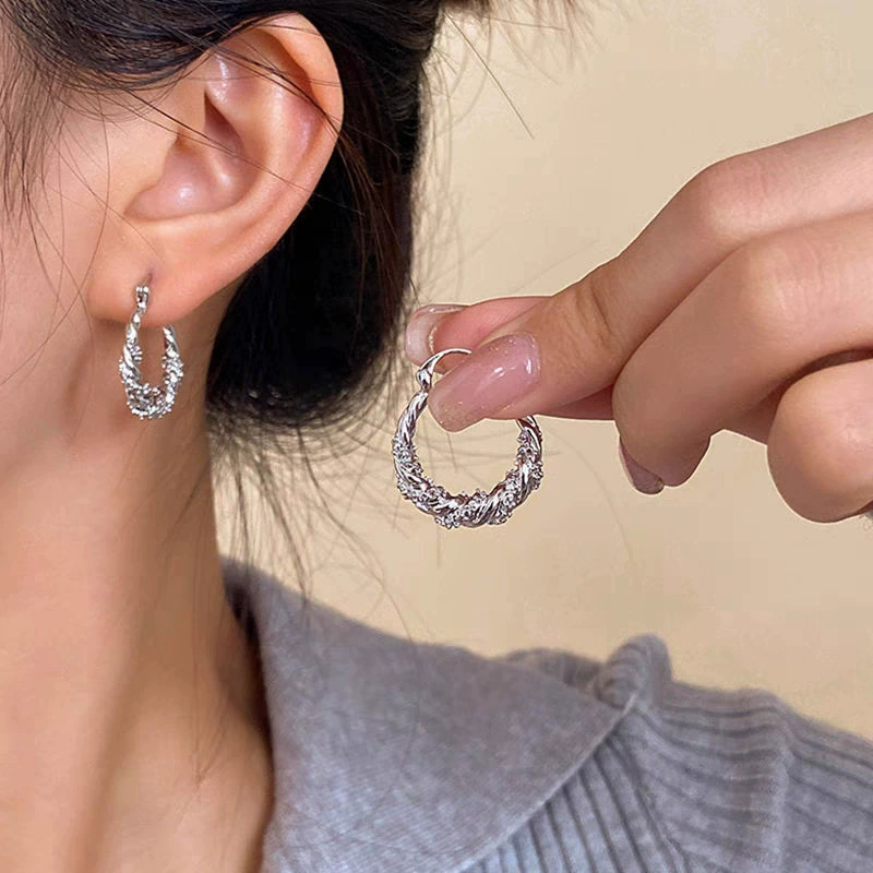Earrings, silver 925 sample, European style, assorted hoops and studs, lightweight