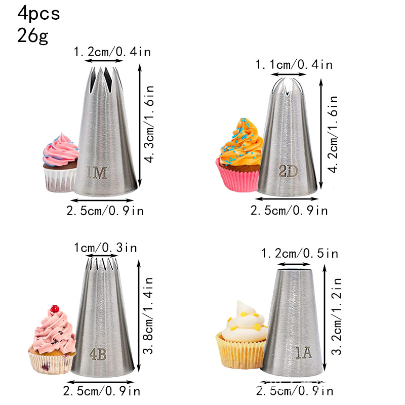 Juego de boca decorada de acero inoxidable 6 dientes 8 dientes 10 dientes 18 dientes boca de flor grande y mediana boca de flor superior de nieve boca de flor de crema
