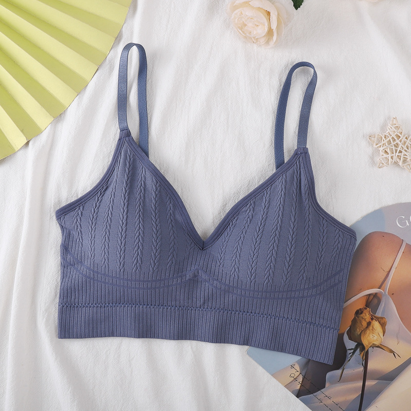 Nuevo estilo transfronterizo, pecho envuelto, hermosa ropa interior de espalda para mujer, sin anillo de acero, copa fija de alta elasticidad, chaleco deportivo, cómodo sujetador de tirantes