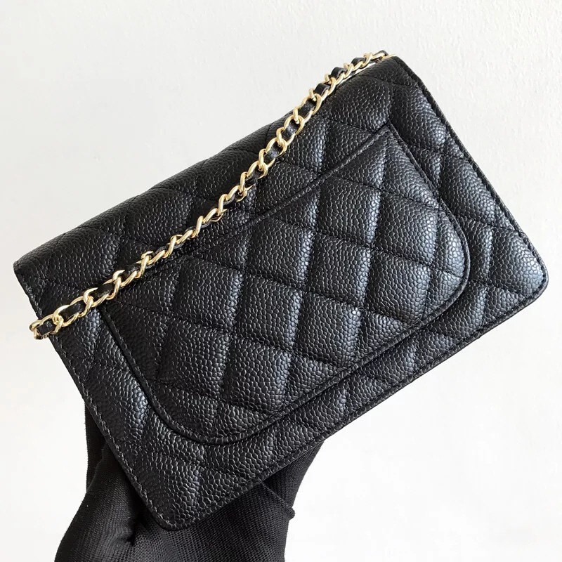 Woc Fashion Simple Small Square Bag Female Designer high quality Leather Chain Diamond Bag Mobile Phone Crossbody Fortune Bag