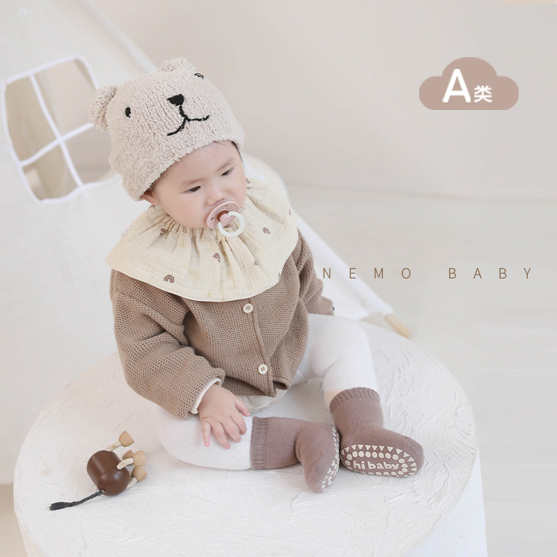 2023 Invierno nuevo bebé calcetines de piso boca suelta sin hueso interior antideslizante niños y niñas bebé niño media pantorrilla calcetines de algodón