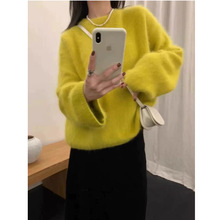 2025韩系简约感软糯糯水貂绒宽松韩版套头毛衣2025秋冬2025