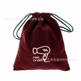 Factory wholesale Hotel Hotel hair dryer embroidered flannel drawstring pocket canvas storage bag drawstring bag