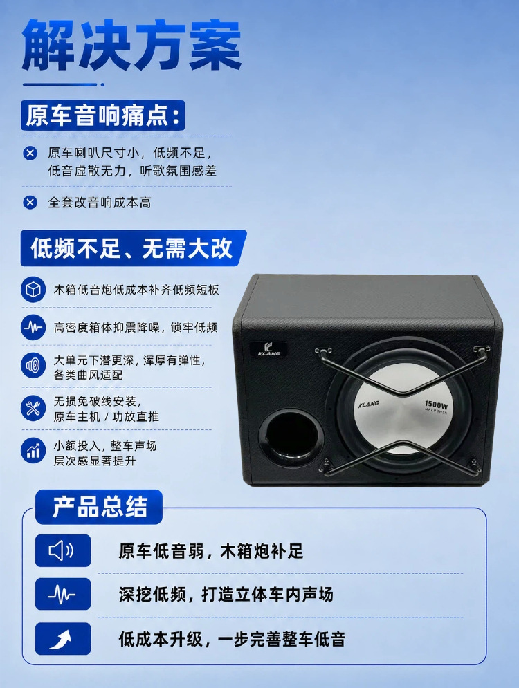 Source Factory Car Wooden Box Active Subwoofer 10inch High-Power Trunk-Mounted Car Audio Modification Wholesale