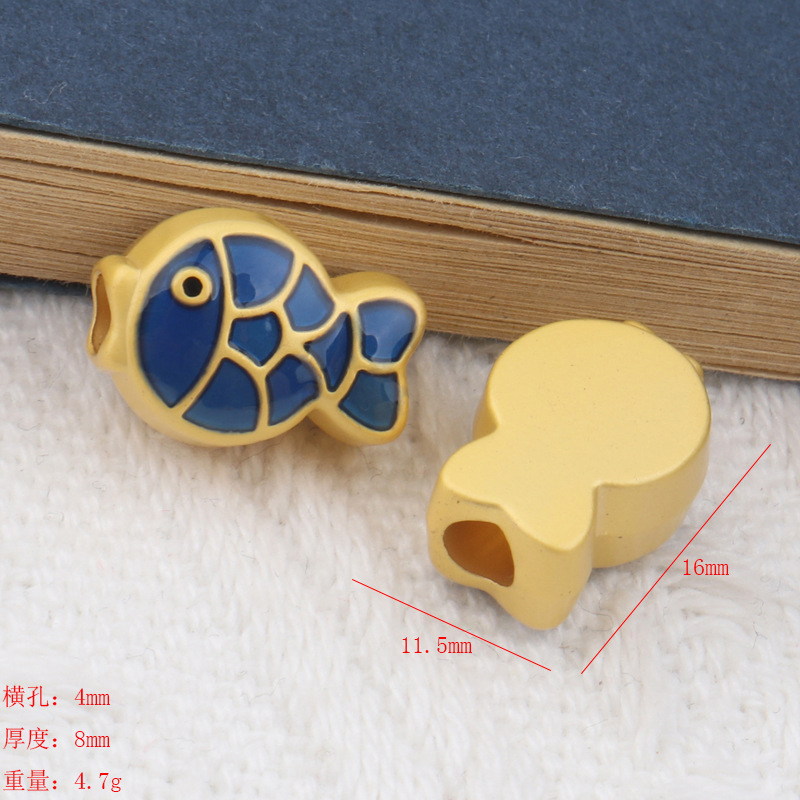 新品中國風立體大孔錦鯉金魚 小汽車菠蘿竹節手鍊頭繩diy沙金配件
