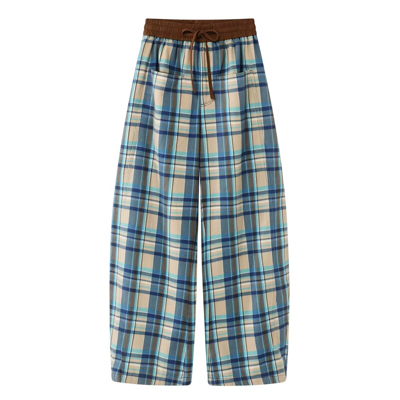 In Stock 2026 Winter New Designer Style Lazy Style Contrasting Plaid Wide-Leg Jeans for Women Rk91302134 In Stock 2026 Winter New Designer Style Lazy Style Contrasting Plaid Wide-Leg Jeans for Women Rk91302134