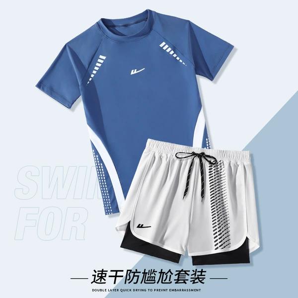 Blue and white suit