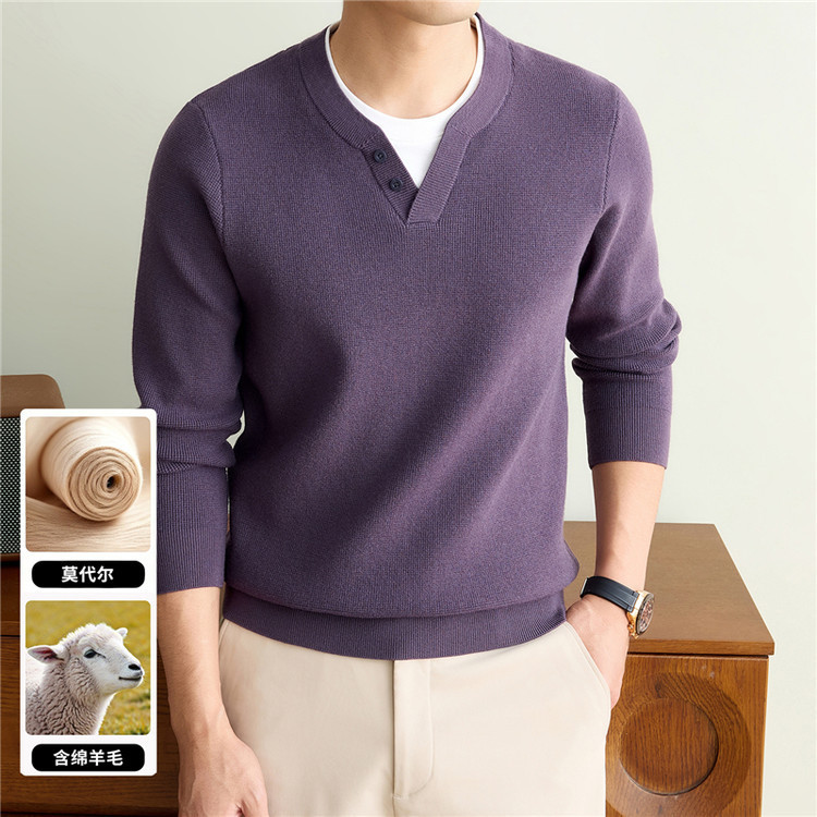 2026 Autumn/Winter Solid Color V-Neck Knit Sweater for Men, Comfortable Everyday Pullover, Fashionable Cross-Border Men's Top, Base Layer Shirt 2026 Autumn/Winter Solid Color V-Neck Knit Sweater for Men, Comfortable Everyday Pullover, Fashionable Cross-Border Men's Top, Base Layer Shirt