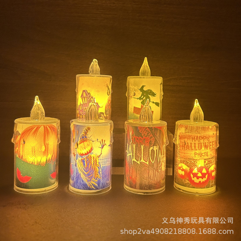 Lámpara de velas de Halloween nueva decoración transfronteriza de fantasmas decorativa calabaza candelabro lámpara de diseño de atmósfera accesorios lámpara de noche