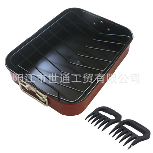 Foreign trade cross-border e-commerce popular rectangular non-stick chicken pan carbon steel baking pan grill meat separator suit