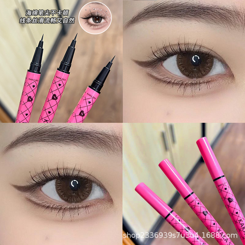 Easy-To-Color Fine-Tip Eyeliner, Waterproof, Sweat-Proof, Long-Lasting, Non-Smudged, Long-Lasting Makeup for Novices, Lazy People, Lower Eyelashes, Quick-Drying