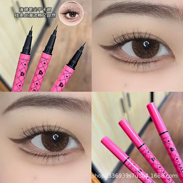 Easy-To-Color Fine-Tip Eyeliner, Waterproof, Sweat-Proof, Long-Lasting, Non-Smudged, Long-Lasting Makeup for Novices, Lazy People, Lower Eyelashes, Quick-Drying