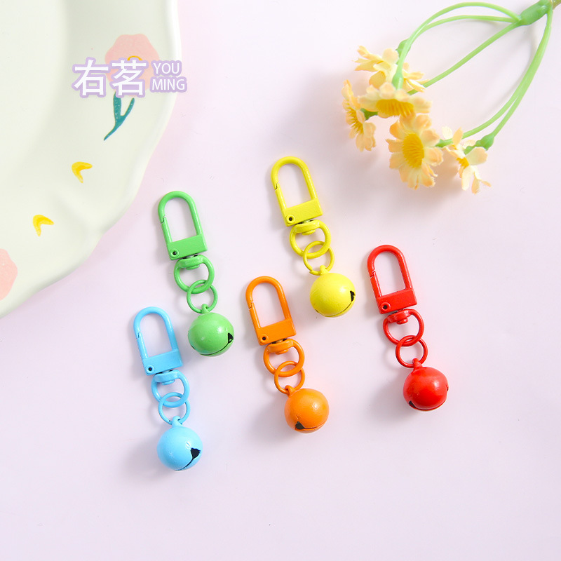 Candy Color Paint Revolving Door Buckle Bell Keychain Pendant Metal Bell Accessories Accessories Hanging Buckle DIY Bag