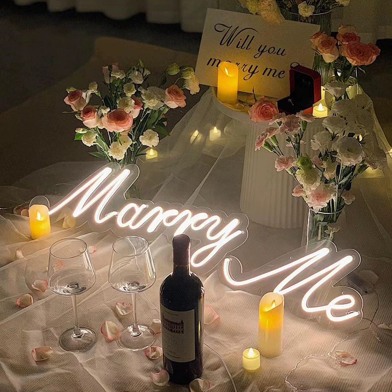 Светильники для предложения “Marryme married me”, неоновый свет, праздник LED бренд HappyBirthDay