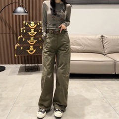 2025秋季新款工装牛仔裤女大码显瘦直筒裤窄版阔腿裤遮肉拖地长裤