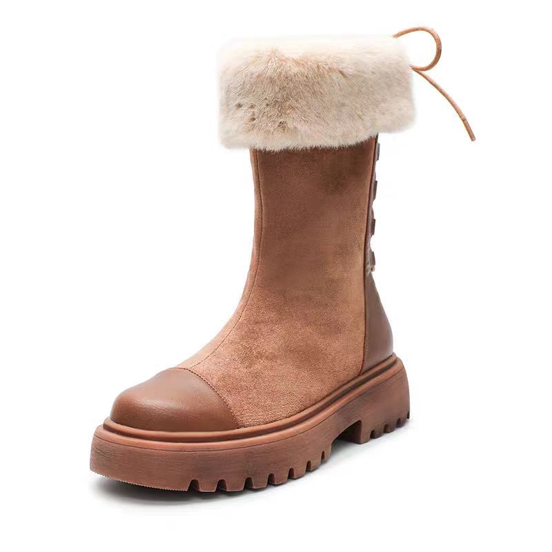 加厚雪地靴女冬中筒靴2023年新款冬季靴子厚底二棉鞋保暖加绒棉鞋