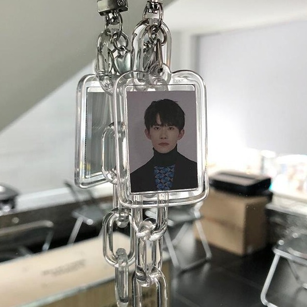 Kokoo ID photo DIY keychain love acrylic chain star chasing girl decorative bag hanging chain INS pendant