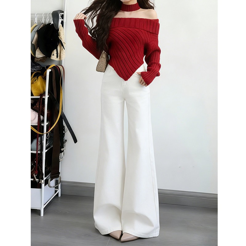 Women's High-Rise White Embroidered Flared Jeans – Vintage 70s Bell Bottom With Boho Stitching & Non-Skinny Fit For Spring_voghion.com