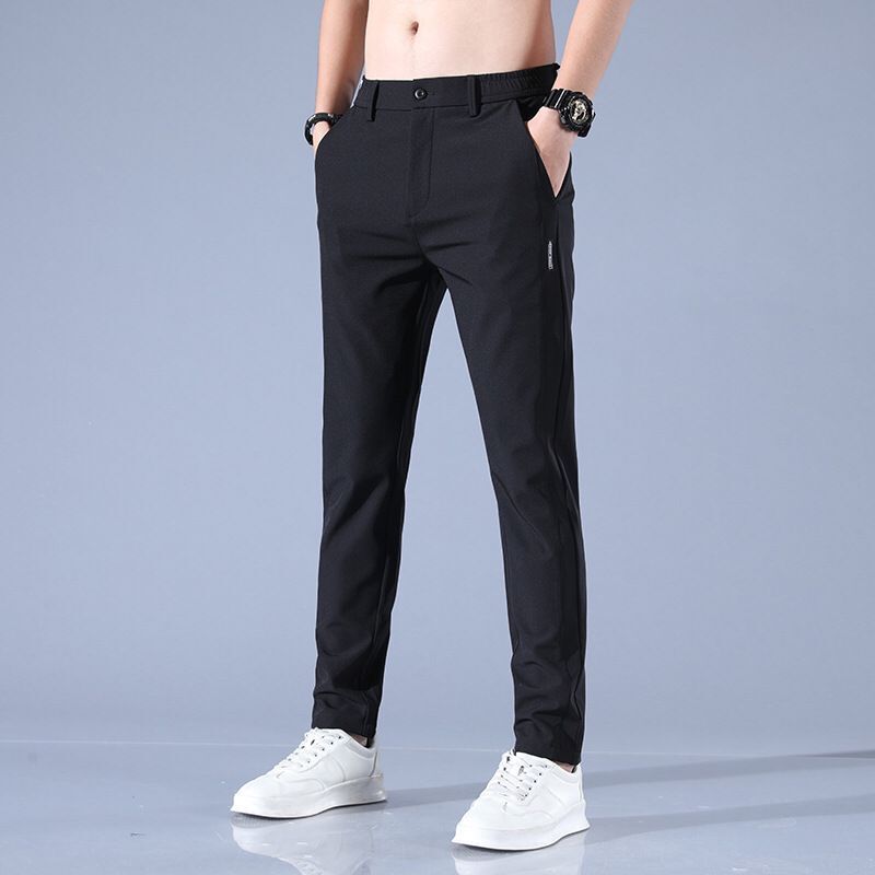2023 pantalones casuales para hombres primavera y verano estilo coreano estiramiento de moda Pantalones slim fit pies de seda de hielo cintura elástica pantalones de color sólido para hombres