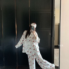 かわいいハローキティパジャマ女性春秋新長袖日系シンプル学生ルームウェア