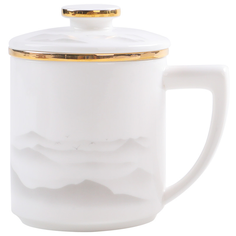 ティーカップ陶磁器茶水分離水カップ泡カップ事務カップ個人カップフィルターマグカップ付きお土産ロゴ|undefined