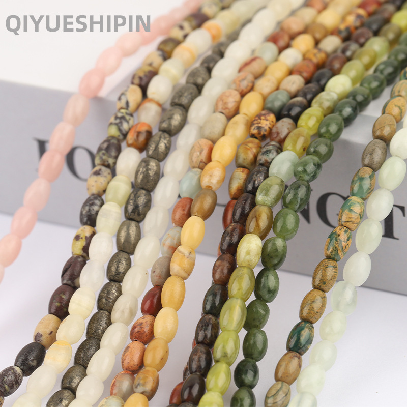 4x6mm Shoushan Stone Rice Beads Natural Stone Loose Beads Handmade String Beads DIY Accessory Craft Supply Loose Beads