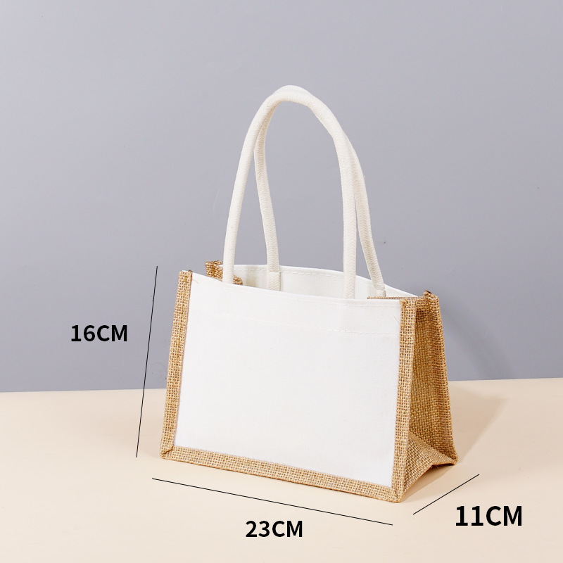 Bolsas de lino personalizadas para regalos de Año Nuevo, bolsas de mano de lino de alta gama de algodón-lino-yute en blanco, bolsas de compras pintadas a mano image 53