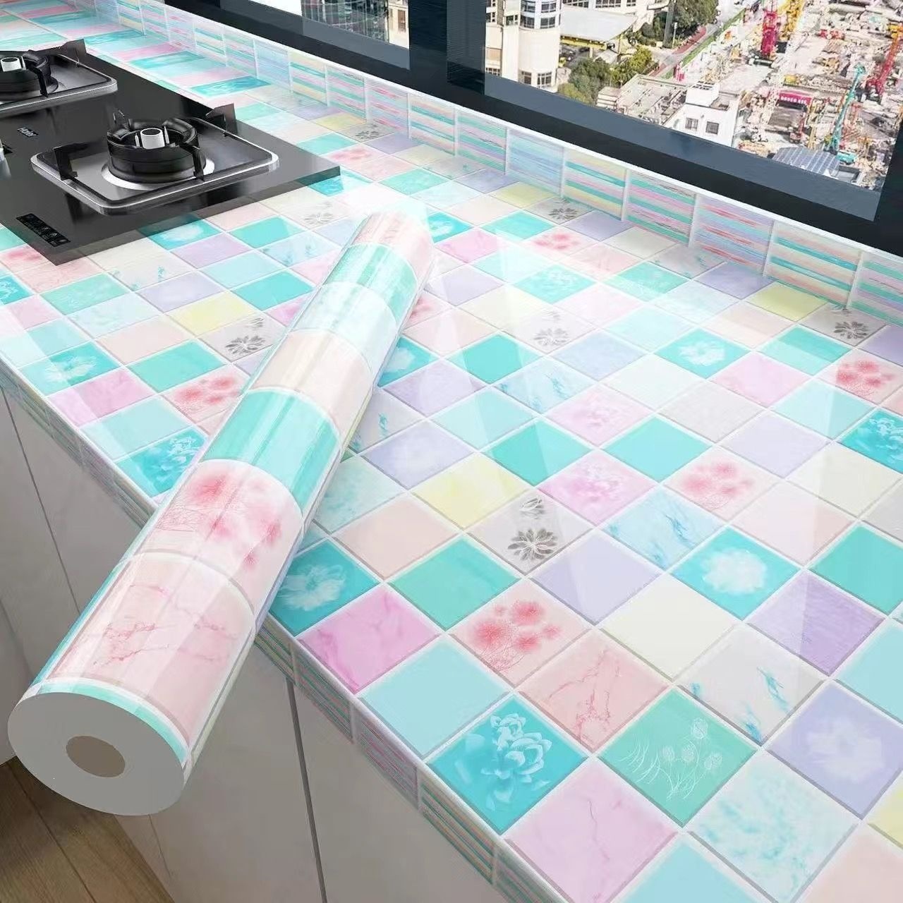 Cocina de mármol a prueba de agua a prueba de aceite pegatinas resistentes a altas temperaturas papel pintado autoadhesivo gabinete de cocina hogar a prueba de humedad estufas renovación papel pintado