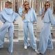 Cross-border European and American women's clothing 2025 spring new long sleeve hooded cardigan sweater fashion elastic pants two-piece women