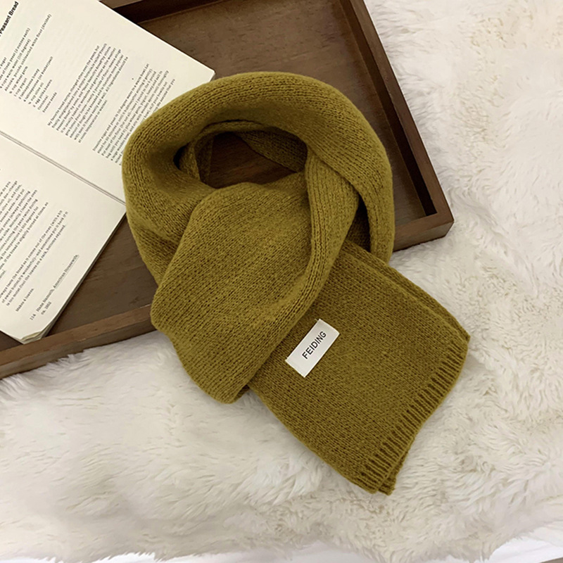 Bufandas cálidas de invierno nuevas tendencias coreanas de color sólido parejas de color sólido amplio glutinoso suave engrosado buñuelo de punto chal