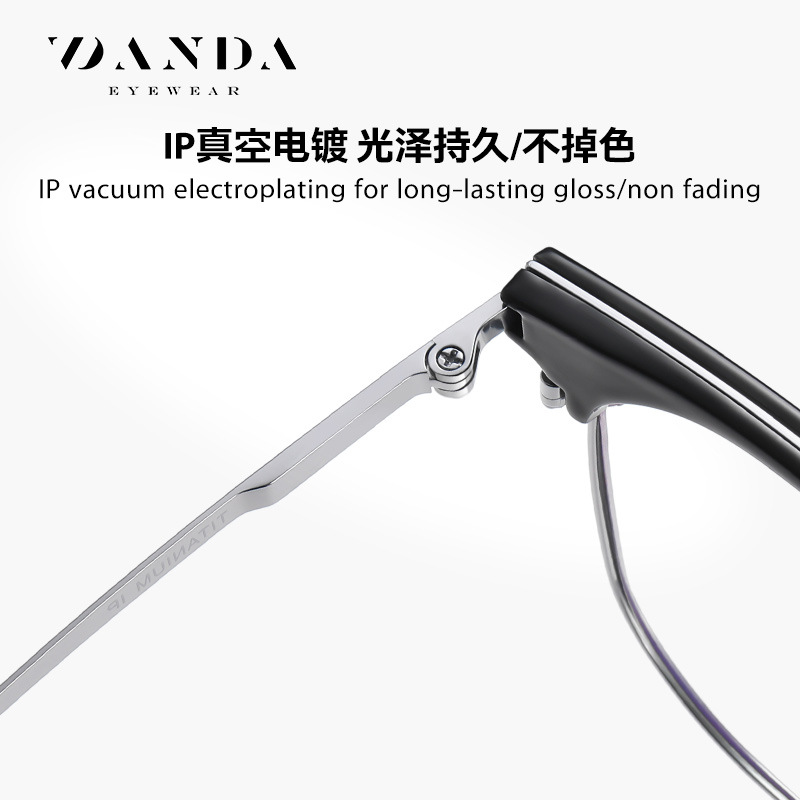 El marco de cejas de los hombres coreanos retro F51109 se puede equipar con marco de miopía, espejo plano, galvanoplastia IP, marco óptico de titanio puro