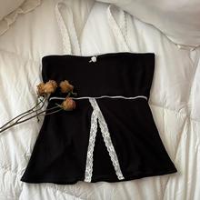 2023亚马逊独立站速卖通欧美新款性感蕾丝花边吊带抹胸T恤背心女