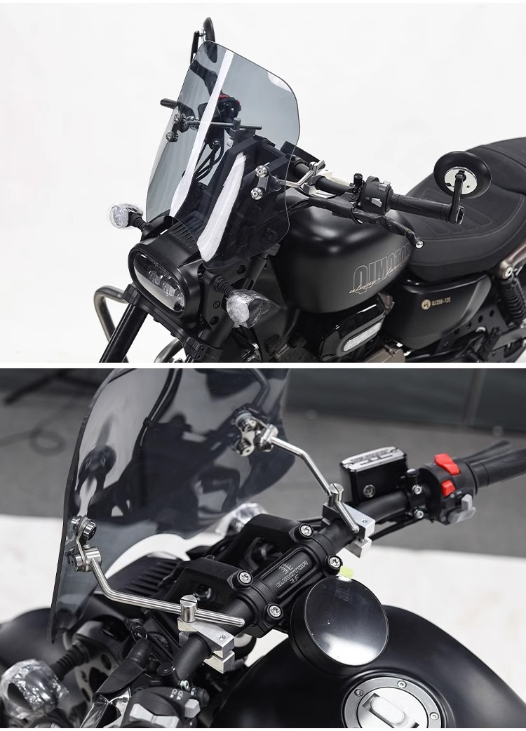 Muscle car Wolf suitable for Qianjiang flash 350 front windshield glass windshield windshield motorcycle modification height adjustable