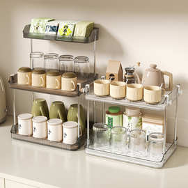 杯子收纳置物架桌面茶杯茶具玻璃水杯架双层沥水托盘家用厨房架子